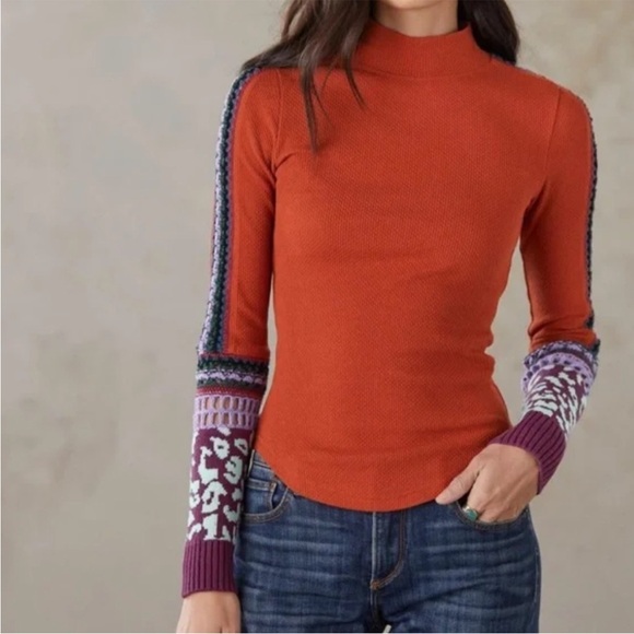 Free People Tops - Free People Switch It Up Cuff Thermal Top Orange